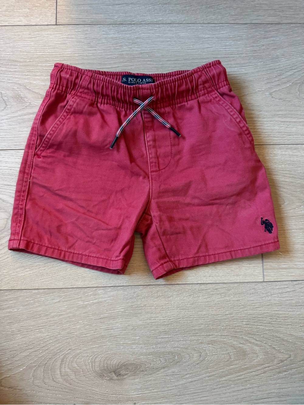 U.S. Polo Assn. Kids' Red Elastic Waist Drawstring Shorts